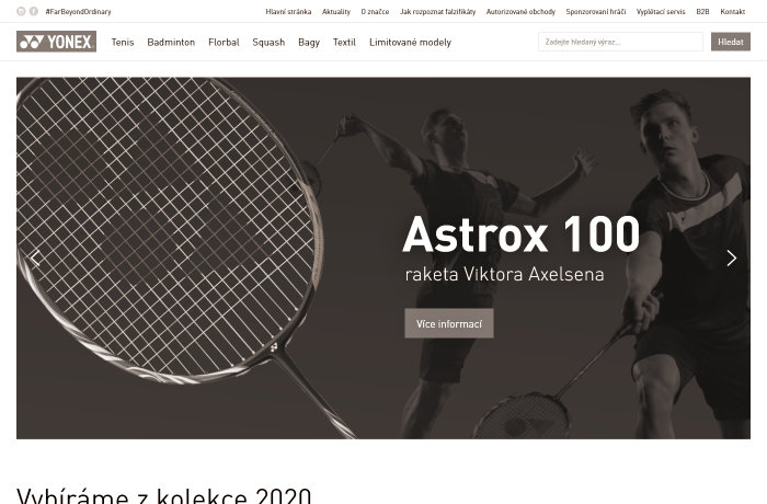 Fotografie webu yonex.cz